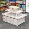 Balcão ilha expositor prateleira de loja mãe e bebê rack de ponta de gôndola de supermercado mesa de promoção de lanches expositor de fluxo de três níveis