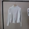 [Bizheng] Inverno 2025 Novo Estilo Coreano Gola Alta Meia Franzida Fleece Emagrecedor Versátil Popular Camisa Básica para Mulheres 5364