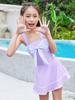 Moda Praia Infantil Verão Vestido Estilo Ocidental com Laço 2024 Nova Moda Praia Infantil Meninas 3-8 Anos