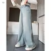 Jeans Rectos de Pierna Ancha para Niñas Estilo Coreano Nuevo Otoño 2026 con Felpa Ligera y Estampado de Corazón Pantalones Largos para Niños Tallas Mediana y Grande de Moda