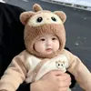 Chapéu Infantil Estilo Coreano para Outono e Inverno, Gorro de Tricô Pontudo Quente e Espesso para Meninos e Meninas, Chapéu à Prova de Vento e Protetor de Orelhas