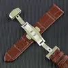 Correa de Cuero Genuino con Hebilla Mariposa Automática de Doble Botón, Correa de Reloj Unisex de Piel de Vaca con Patrón de Bambú, Moderna y Versátil, Tallas 10-20