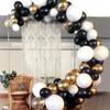Arco de Guirnalda de Globos de 92 Piezas Blanco y Negro Globo Dorado Cadena de Pegamento de 5 m Suministros para Decoración de Fiesta
