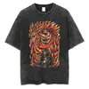 Tamanho Europeu Transfronteiriço Verão Novo Masculino Camiseta Lavada Harajuku Streetwear
