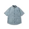 Yeooti Marca Americana de Nicho Tendência Roupa de Trabalho Lavada Retrô Calça com Bolso de Aba Camisa Jeans Manga Curta Solta Camisa Masculina Cs11