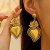 Europeo y Americano Transfronterizo Personalidad Exagerada Retro Religioso Múltiple Sagrado Corazón Colgante Collar Aretes para Mujer Diseño Plata Corazón
