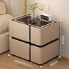 Mesita de Noche Inteligente, Simple, Moderna, Multifuncional, con Altavoz de Carga Inalámbrica, Dormitorio de Lujo Sencillo, Mesita de Noche de Madera Maciza para Uso Doméstico