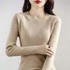 Camiseta básica de punto de cuello redondo para mujer, corte ajustado y adelgazante, suéter elegante nuevo para otoño e invierno 2026