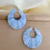 Atmósfera de Otoño e Invierno Pendientes Trenzados de Lana Coloridos Difuminados para Mujer Pendientes de Aro Coloridos Morandi Diseño de Nicho para Mujer