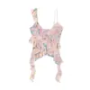 Para Cross-Border 2025 Verano Nueva Ropa de Mujer Estilo Europeo y Americano Top Asimétrico de Tul Estampado Decorativo en Capas