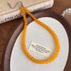 Colar Retro Novo com Contas de Vidro Amarelo Estilo Chinoiserie Corrente para Clavícula Elegante Simples Versátil Acessórios de Corrente para Pescoço para Fotos