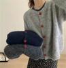 Cárdigan de Punto con Cuello Redondo Estilo Coreano Diseño Combinable Botón Love Girl 2024 Otoño e Invierno Nuevo Abrigo Suéter Top de Mujer