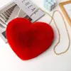 Bolso en forma de corazón, bolso de corazón de melocotón, bolso cruzado de cadena para mujer, bolso de hombro de felpa