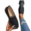 Nova Coleção Primavera 2025 Sapatilhas Slip-On de Solado Grosso Sapatos Casuais Preguiçosos com Lantejoulas e Strass Versáteis Sapatos de Grande Tamanho para Exportação Transfronteiriça