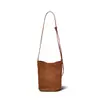 Nuevo Bolso Cubo Tejido de Gamuza de Primera Capa de Alta Calidad para Mujer, Bolso de Hombro de Cuero Genuino de Gran Capacidad, Bolso de Mano, Bolso Cruzado para el Trayecto Diario