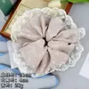 Scrunchie de Renda Jacquard Vintage com Design de Malha de Camada Dupla, Estilo Menina Único e Delicado, Acessório de Cabelo com Alta Elasticidade