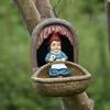 Comedouro de Pássaros de Resina Goblin Anão Velho de Barba Branca Enfeites de Decoração de Pátio Decoração de Jardim de Casa Comedouro de Pássaros