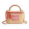 Bolso cubo de moda bordado nuevo para mujer transfronterizo, bolso tote tejido de paja y bambú, bolso cruzado para la playa y la costa