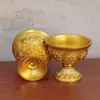 Copa Alta de Ofrenda Auspiciosa de Ocho Tesoros Chapada en Oro para Lámpara de Buda Tántrico Tíbet Ocho Recipientes Auspiciosos de Ofrenda para Copa de Agua Bendita