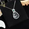 Colar Irregular Geométrico de Prata S925 com Inlay de Espuma de Água e Jade Cadeia da Clavícula com Fecho Ruyi Design de Nicho Colar para Outono e Inverno para Mulheres