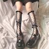 Meias Lolita Japonesas com Laço Meias de Comprimento Médio para Crianças JK Branco Doce Lolita Renda Finas