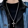 Collar de Acero de Titanio para Hombre Diseño de Nicho Moderno Hip Hop Cruz Colgante de Plata Antigua Collar para Hombre Joyería Joker Venta al por Mayor