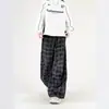 Calça Casual Xadrez Texturizada Branca, Novo Estilo de Inverno para Homens, Calça Longa Casual Relaxada Estilo Americano