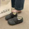 Zapatos Birkenstock 2025 Zapatos de Algodón Zapatos Grises Peludos Ropa Exterior Cálida 3cm Nuevo Estilo Forrados de Lana Otoño e Invierno Aumento Interno Forrados de Lana