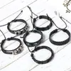 Pulseira multicamadas de miçangas mais vendida no exterior, retrô, moderna, street beat, cordão de mão trançado, conjunto de pulseiras criativas DIY, Atacado