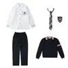 Traje de suéter estilo británico otoño e invierno nuevo primavera y otoño jardín de infantes Ropa de jardín cárdigan tres piezas uniforme de escuela primaria ropa de clase