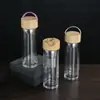Taza de Vidrio de Doble Capa con Tapa de Bambú, Taza de Agua Creativa, Taza de Regalo Empresarial, Asa de Cuerda Portátil, Taza de Té Resistente al Calor de Alto Borosilicato para Preparar Té