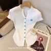 Ropa de Mujer de Alta Gama Nanyou, Tejido de Punto Bordado Color Block de Cuello Semi Alto, Cárdigan de Verano para Figuras Petite, Top Único con Mangas Acampanadas