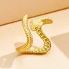 Anillo de Acero de Titanio Anillo de Serpiente Retro Europeo y Americano Anillo Ajustable para Mujer Hip-hop Anillo Realista con Forma de Serpiente para Dedo Índice Transfronterizo Nuevo