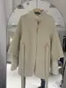 2025 Nueva Ropa Exterior de Cachemira de Doble Cara para Otoño e Invierno para Mujer, Cuello Alto Pequeño, Estilo Coreano Delgado, Ropa Exterior Holgada de Lana