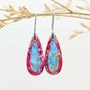 E-Commerce comércio exterior brincos quentes em forma de gota pedra natural combinação de cores vermelho e azul brincos