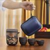 Juego de Té de Viaje Original Color Arcilla Púrpura Mineral que Cambia de Color, Portátil con Una Tetera Seis Tazas Separación de Agua y Té Juego Completo con Taza de Justicia para Uso al Aire Libre