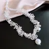 Colar de Renda com Contas de Cristal e Pérolas Transfronteiriço Europeu e Americano, Corrente de Clavícula de Luxo Leve Nicho, Colar da Moda com Estilo Nicho para Mulheres