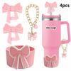 Tampa de Proteção contra Poeira de Canudo de Silicone Stanley Cup Corrente de Copo Decorativa de Pérolas Pingente de Liga Leve Bolsa Pequena Estilo Chanel