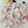 Estilo Mismo de Transmisión en Vivo de Douyin Gato KT Algodón Nube Pijama para Mujer Verano Lindo Dulce Manga Corta Pantalones Cortos Conjunto de Ropa para el Hogar