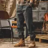 Pantalones de trabajo retro americanos para hombre, otoño, corte holgado, talla grande, parche de alta resistencia, joggers modernos, pantalones casuales