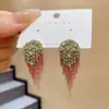 Pendientes de Cadena con Borlas Estilo Étnico Retro Lujo Ligero Temperamento de Alta Gama Versátiles Pendientes de Aguja Plateada para Celebridades de Internet Pendientes para el Trabajo