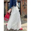 Falda de Pastel Luna Blanca para Mujer, Nueva Falda Larga de Línea A Adelgazante para Primavera/Verano 2026 con Cintura Elástica, Falda Media Versátil