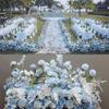Nueva boda fila de flores a gran escala simulación flor de seda decoración terminada fila de flores de eucalipto pasillo de pasarela arte floral de boda