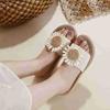 Pantuflas Florales Frescas Hechas a Mano Estilo Étnico Moda Tendencia Sandalias de Deslizamiento Resistentes al Desgaste para Verano Viajes Vacaciones para Mujer