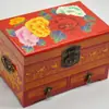 Caja de joyería de laca de Pingyao, caja de regalo de boda retro de madera, caja de maquillaje de novia, artesanía roja del patrimonio cultural inmaterial chino.