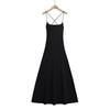 Vestido de punto Estilo Deseo Puro para Mujer 2024 Ajustado con Tirantes Falda Amplia Cierre de Cordones en la Espalda Adelgazante Elegante Falda Larga