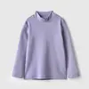 Categoría Camiseta Básica Peinada de Algodón con Felpa Inferior para Niños Niñas Cuello Semi Alto Mangas Largas Cálidas Tallas Mediana y Grande Ropa de Otoño e Invierno para Niños