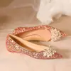 Zapatos de Boda Xiuhe para Mujer Modelo Nuevo 2025, Zapatos de Novia de Doble Uso, Punta Aguda de Cristal, Aumento Oculto de Altura, Zapatos de Salón de Boca Baja para Mujeres Embarazadas