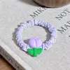 Laço de Cabelo Flor Tulipa Fofo e Delicado, Scrunchie de Seda Gelada, Elástico de Alta Elasticidade, Corda para Rabo de Cavalo, Acessório de Cabelo