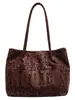 Bolso de Gamuza Transfronterizo para Mujer de Gran Capacidad 2025 Nuevo Otoño e Invierno Estampado Leopardo Bolso de Hombro para Compras Bolso Tote de Alta Gama
